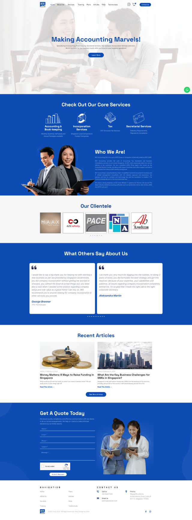 BZE Corp Web page