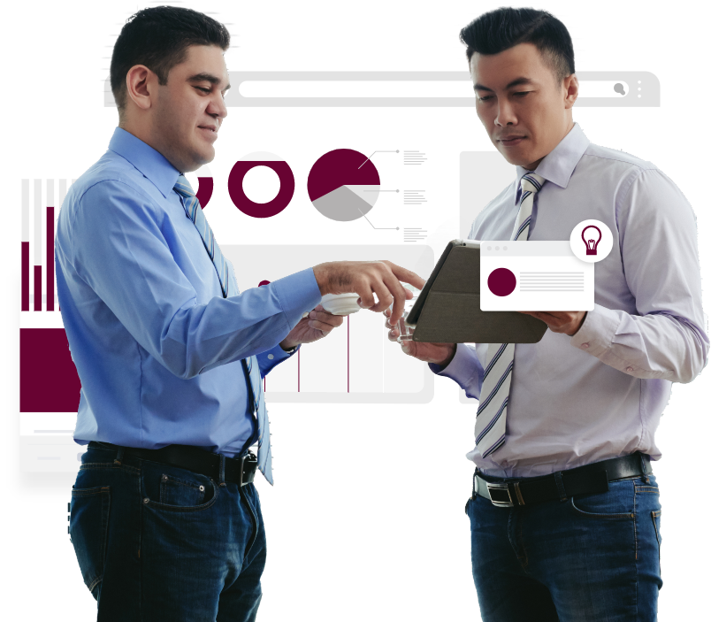 Discussing about the growth progress logo